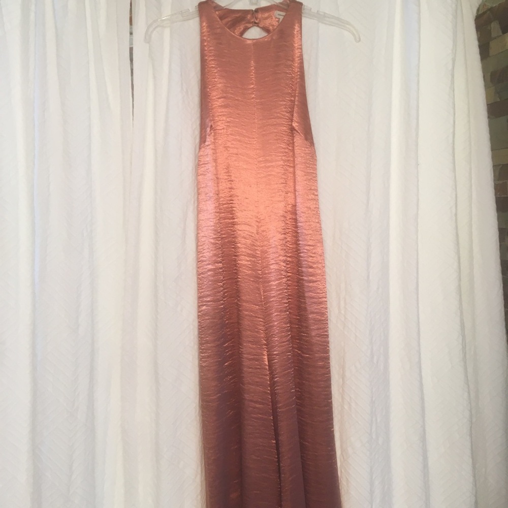 Copper Rose Gold silky wide legged jumpsuit